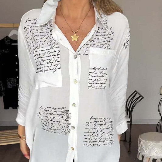 🎁Uitverkoop 49% UIT⏳Vrouwen Lange Mouwen Print Fashion Kapsel Shirt