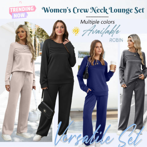 🔥LAATSTE DAG UITVERKOOP 50% KORTING👍✨Dames top met ronde hals en broek met trekkoord set