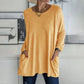 😍Casual Dames T-Shirt met Lange Mouwen & Zakken – Comfortabele Pasvorm en Praktische Stijl