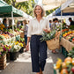 Damesbroek van puur katoen en linnen met plooien, 9/10-lengte