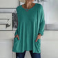 😍Casual Dames T-Shirt met Lange Mouwen & Zakken – Comfortabele Pasvorm en Praktische Stijl