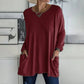 😍Casual Dames T-Shirt met Lange Mouwen & Zakken – Comfortabele Pasvorm en Praktische Stijl