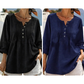Damesblouse met lange mouwen, plooien en Henley-hals