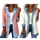 ⌛Tijdelijke aanbieding – Elegante denimjas voor dames met geribbelde brei-inzetstukken