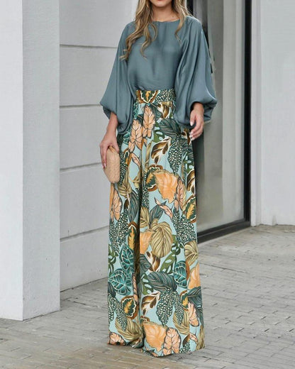 Tweedelige set met casual print