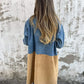 Denim Jas met Kraag en Lapwerk Ontwerp