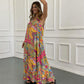 Mouwloze lange jurk met print