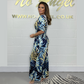 Dames zomerse modieuze bodysuit met bladerenprint in grote maten en elastische taille