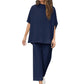 Set wijde broek met 3/4 mouwen voor vrouwen