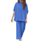 Set wijde broek met 3/4 mouwen voor vrouwen