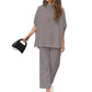 Set wijde broek met 3/4 mouwen voor vrouwen