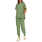 Casual Loose Fit Tweedelig T-shirt & Broek Trainingspak Set Dames