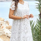 Elegante Witte Jurk met Uitgesneden Bloemen voor Dames in Grote Maten