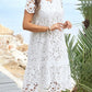 Elegante Witte Jurk met Uitgesneden Bloemen voor Dames in Grote Maten