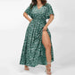 Dames Bohemian Bloemenprint Maxi Jurk met Elastische Taille