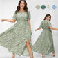 Dames Bohemian Bloemenprint Maxi Jurk met Elastische Taille