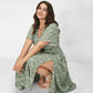 Dames Bohemian Bloemenprint Maxi Jurk met Elastische Taille