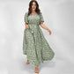 Dames Bohemian Bloemenprint Maxi Jurk met Elastische Taille