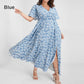 Dames Bohemian Bloemenprint Maxi Jurk met Elastische Taille