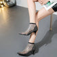 ✨2024 nieuwe producten👡Hoge hakken met puntige neus en mesh ontwerp met glitter strass