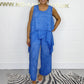 Casual Mouwloze Losse Top en Broekpak voor Plus Size Vrouwen
