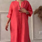 Casual Ademende 3/4 Mouwen V Hals Effen Kleur Jurk