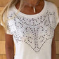 💞Effen dames-T-shirt met korte mouwen, hot print en gerafelde zoom