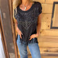 💞Effen dames-T-shirt met korte mouwen, hot print en gerafelde zoom
