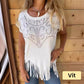 💞Effen dames-T-shirt met korte mouwen, hot print en gerafelde zoom