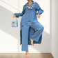 Trendy tweedelige damesoutfit in effen kleur met shirt met lange mouwen en broek