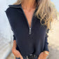 Casual effen kleur lange mouwen gebreide trui met rits