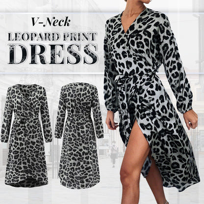 ✨ Stralend in Stijl: V-Hals Luipaardprint Jurk voor Elke Gelegenheid! 🐆