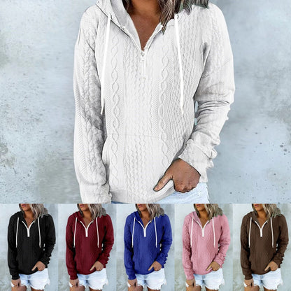 Vrouwen Casual Lange Mouw Half-Zip Hoodie Sweatshirt - 49% Korting! 🎉