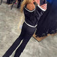 Set van casual chique top met lange mouwen en rechte broek voor dames