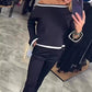 Set van casual chique top met lange mouwen en rechte broek voor dames