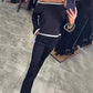 Set van casual chique top met lange mouwen en rechte broek voor dames