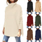 Dames Turtleneck Oversized Hem Brei Pullover Trui