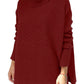 Dames Turtleneck Oversized Hem Brei Pullover Trui