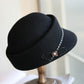 ❄️Herfst en winter parel boren bloem holle top wol tweed Britse retro baretten👒