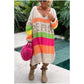 Kleurblok V-hals Letter Print Sweater Dress