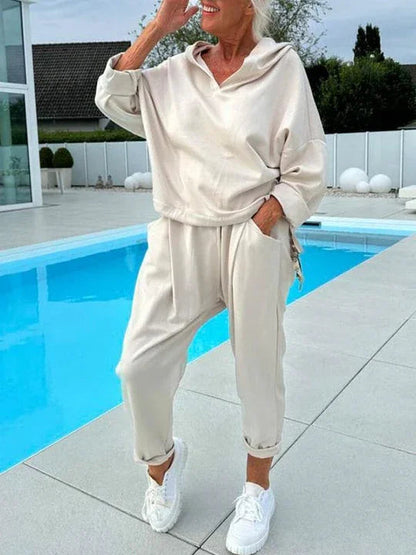 🍂 Tijdelijk 50% korting 🍂 Tweedelige set voor dames: effen hoodie en bijpassende broek