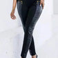 Nepleren broek met contrasterende afwerking en rits
