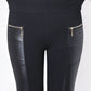 Nepleren broek met contrasterende afwerking en rits