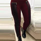 Nepleren broek met contrasterende afwerking en rits