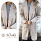 Dames lange mouw tweed revers jas