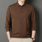 Heren T-shirt met lange mouwen en reverskraag