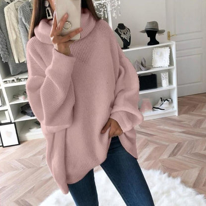 Dames Oversized Coltrui Effen Kleur Gebreide Trui