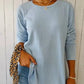 Dames Casual Lange Mouwen Effen Kleur Knop T-Shirt