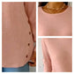 Dames Casual Lange Mouwen Effen Kleur Knop T-Shirt