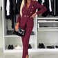🥳Elegante blazer met lange mouwen en aansluitende broek voor dames met twee rijen knopen💃